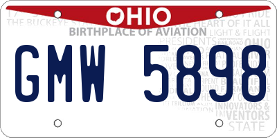 OH license plate GMW5898