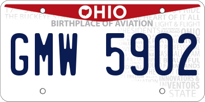 OH license plate GMW5902