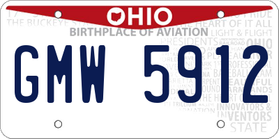 OH license plate GMW5912