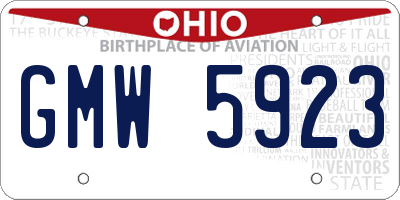 OH license plate GMW5923