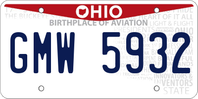 OH license plate GMW5932