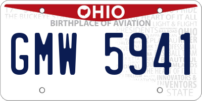 OH license plate GMW5941