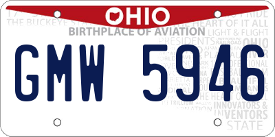 OH license plate GMW5946