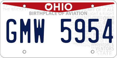 OH license plate GMW5954