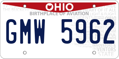 OH license plate GMW5962