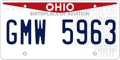 OH license plate GMW5963