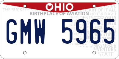 OH license plate GMW5965