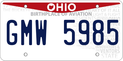 OH license plate GMW5985