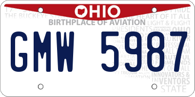 OH license plate GMW5987