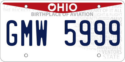 OH license plate GMW5999