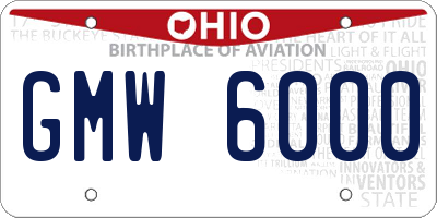 OH license plate GMW6000