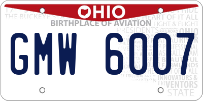 OH license plate GMW6007