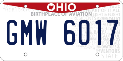 OH license plate GMW6017