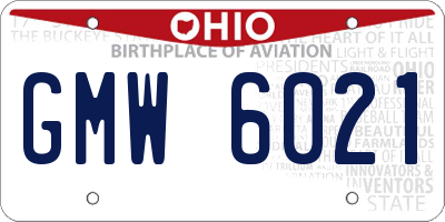OH license plate GMW6021