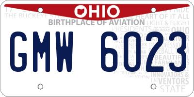 OH license plate GMW6023