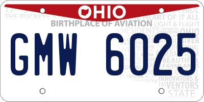 OH license plate GMW6025