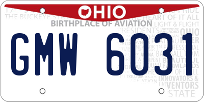 OH license plate GMW6031