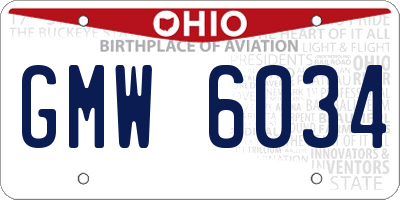 OH license plate GMW6034