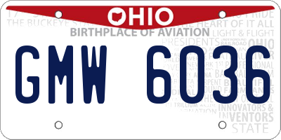 OH license plate GMW6036