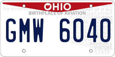 OH license plate GMW6040