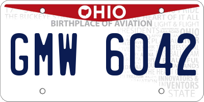 OH license plate GMW6042