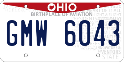 OH license plate GMW6043