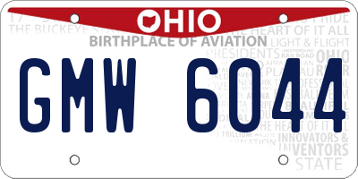 OH license plate GMW6044