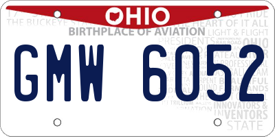 OH license plate GMW6052