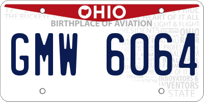 OH license plate GMW6064