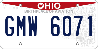 OH license plate GMW6071