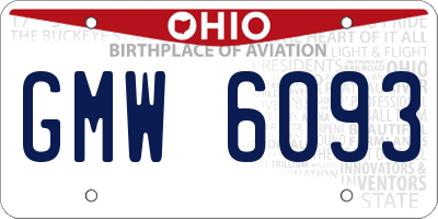 OH license plate GMW6093