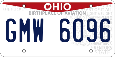 OH license plate GMW6096