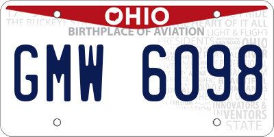 OH license plate GMW6098