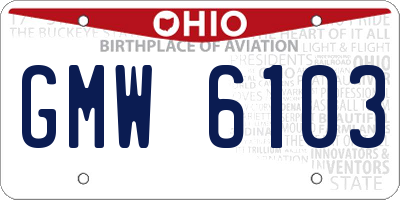 OH license plate GMW6103