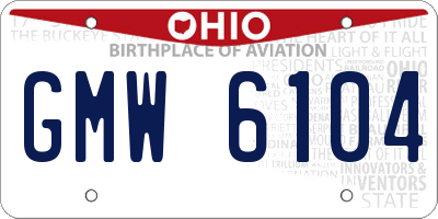 OH license plate GMW6104
