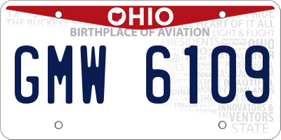 OH license plate GMW6109