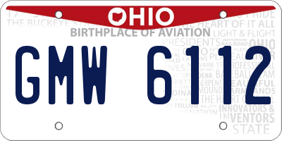 OH license plate GMW6112