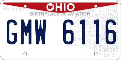 OH license plate GMW6116