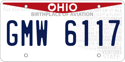 OH license plate GMW6117
