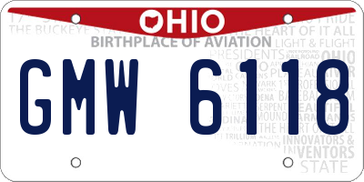 OH license plate GMW6118