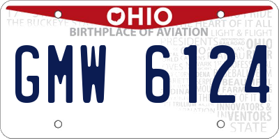 OH license plate GMW6124