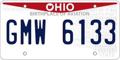 OH license plate GMW6133