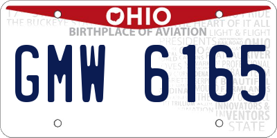 OH license plate GMW6165