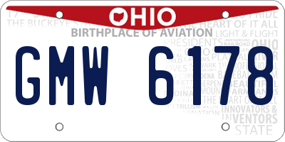 OH license plate GMW6178
