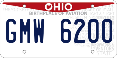 OH license plate GMW6200