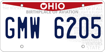 OH license plate GMW6205