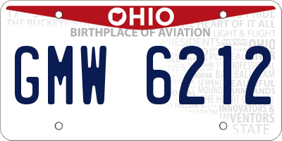 OH license plate GMW6212