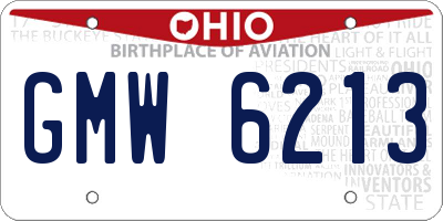 OH license plate GMW6213