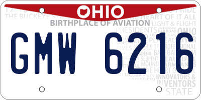 OH license plate GMW6216