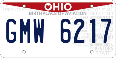 OH license plate GMW6217